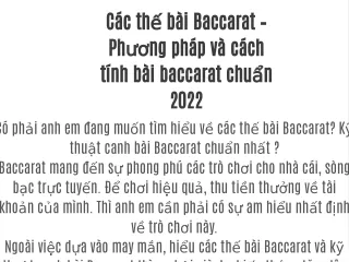 Các thế bài Baccarat – Phương pháp và cách tính bài baccarat chuẩn 2022