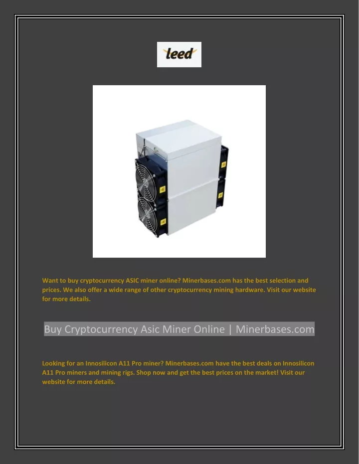 want to buy cryptocurrency asic miner online