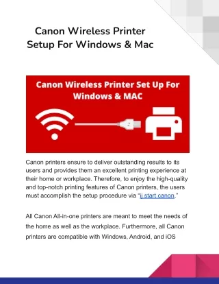 canon wireless printer setup for windows mac