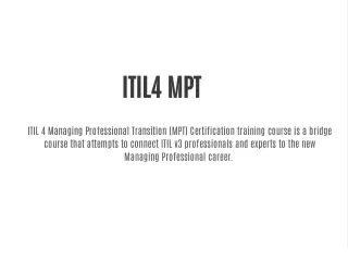 ITIL4 MPT, ITIL 4 MPT training