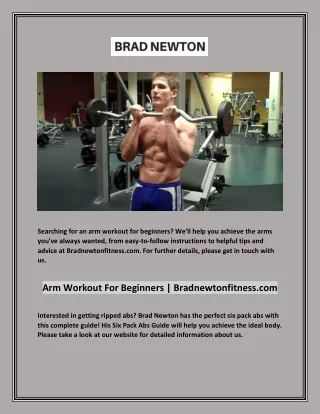 Arm Workout For Beginners | Bradnewtonfitness.com