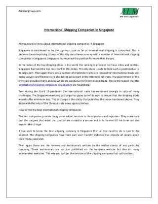 International Shipping Companies in Singapore