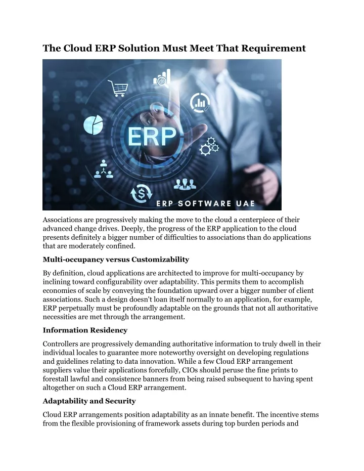 the cloud erp solution must meet that requirement