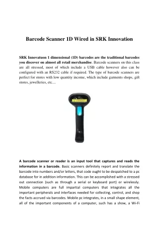 Barcode Scanner 1D Wired in SRK Innovation