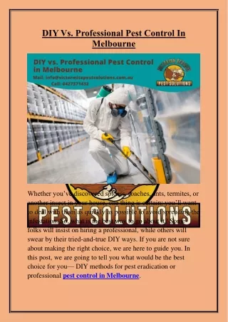 DIY Vs. Professional Pest Control In Melbourne