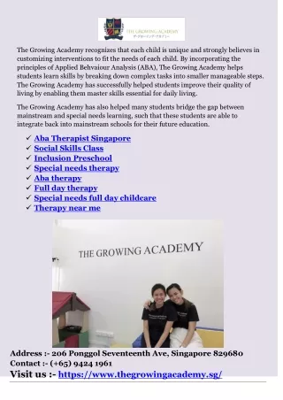 the growing academy recognizes that each child