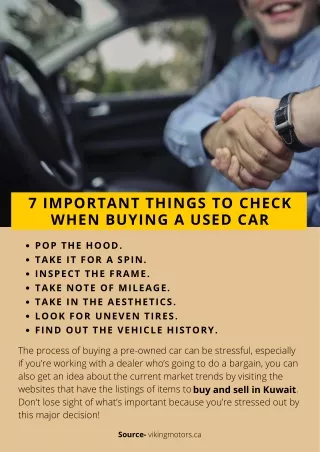 7 IMPORTANT THINGS TO CHECK WHEN BUYING A USED CAR