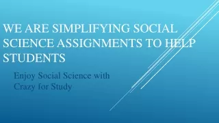 Crazy For Study | Social Science textbooks solution manuals | Assignment Help