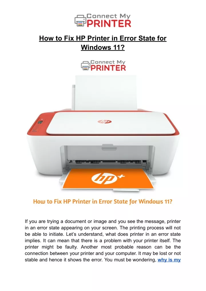 how to fix hp printer in error state for windows