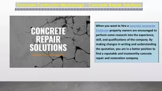 Concrete Contractor Mississauga - Concrete Repair Solutions