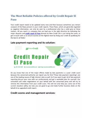 the most reliable policies offered by credit