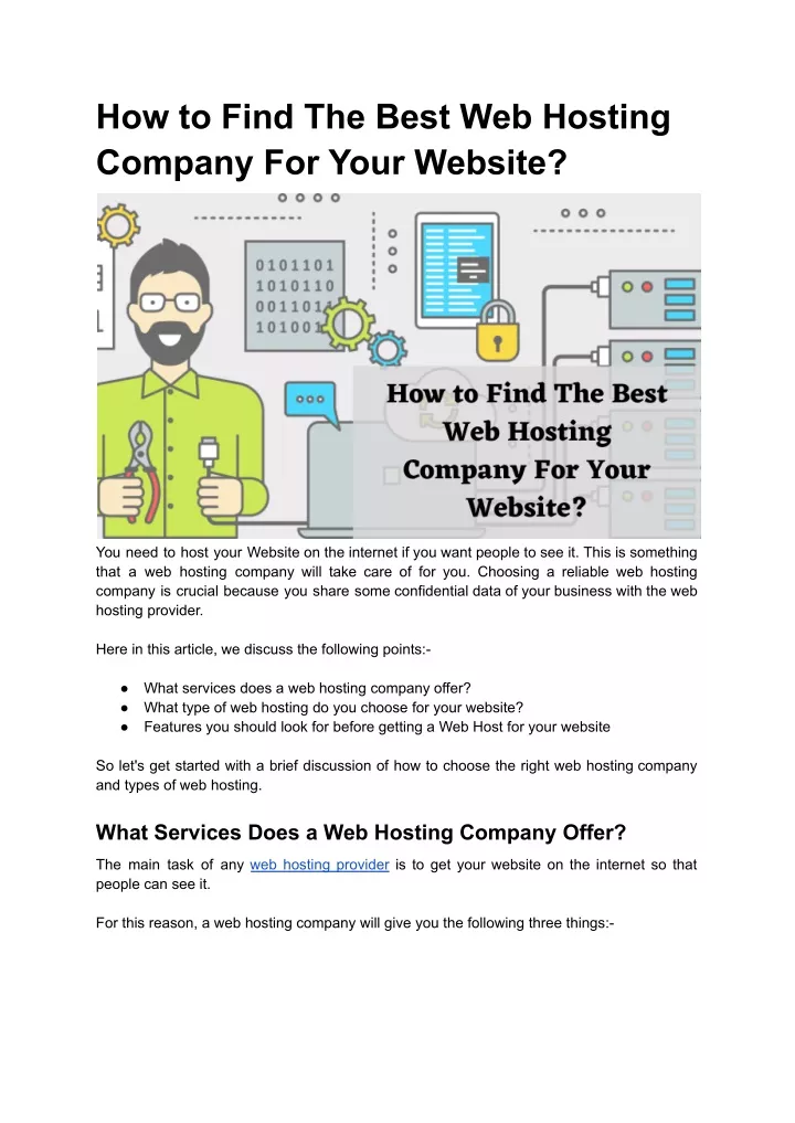 how to find the best web hosting company for your