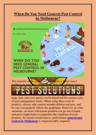 When Do You Need General Pest Control In Melbourne?