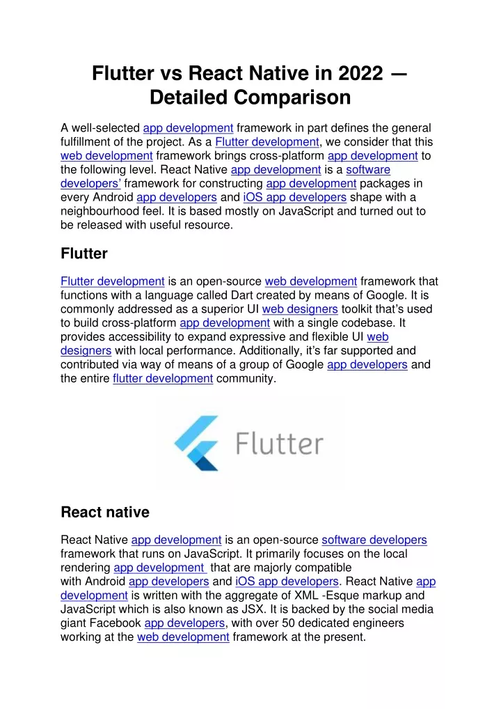 flutter vs react native in 2022 detailed