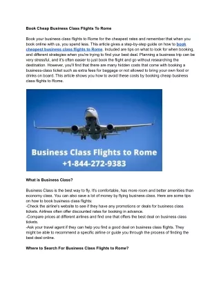 Book Cheap Business Class Flights To Rome