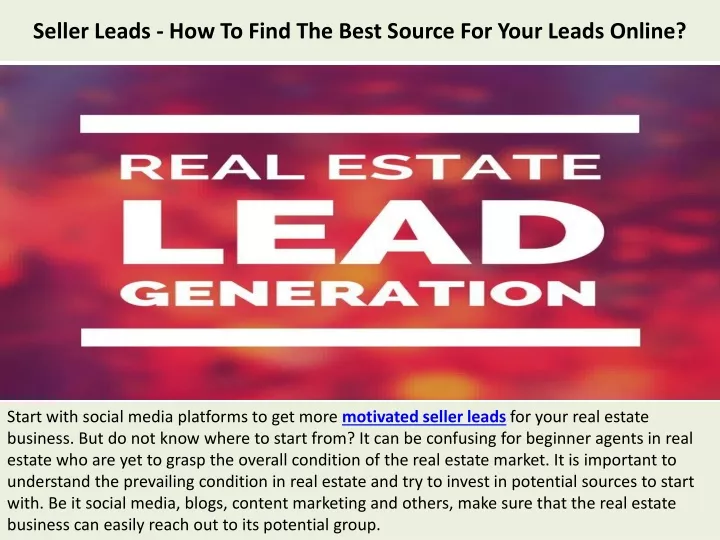 seller leads how to find the best source for your leads online