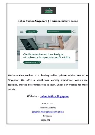 Online Tuition Singapore | Horizonacademy.online