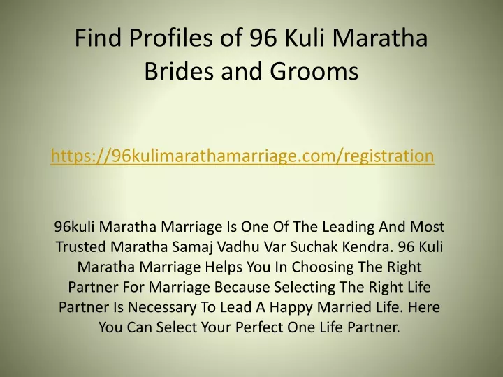 find profiles of 96 kuli maratha brides and grooms