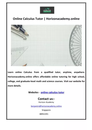 Online Calculus Tutor | Horizonacademy.online