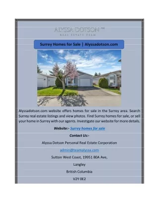 Surrey Homes for Sale | Alyssadotson.com