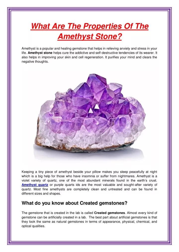 what are the properties of the amethyst stone