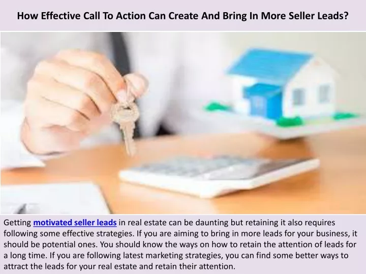 how effective call to action can create and bring in more seller leads