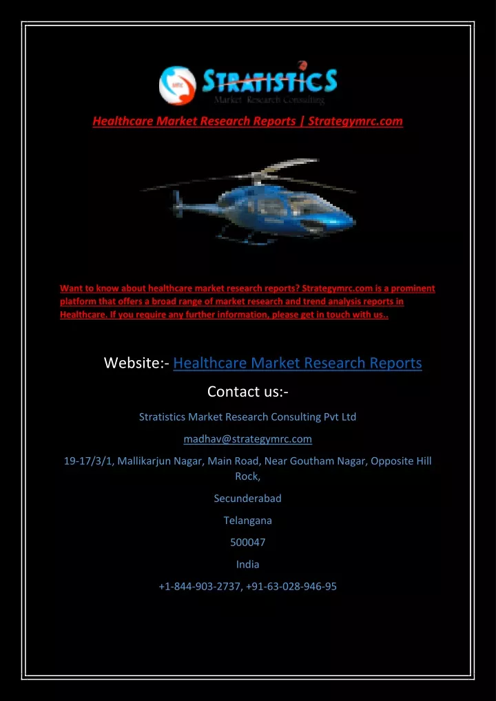 healthcare market research reports strategymrc com