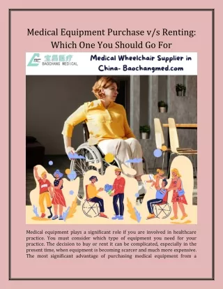 Medical Equipment Purchase vs Renting Which One You Should Go For