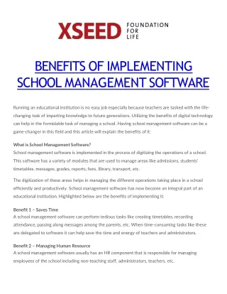 BENEFITS OF IMPLEMENTING SCHOOL MANAGEMENT SOFTWARE