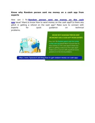 know why random person sent me money on a cash