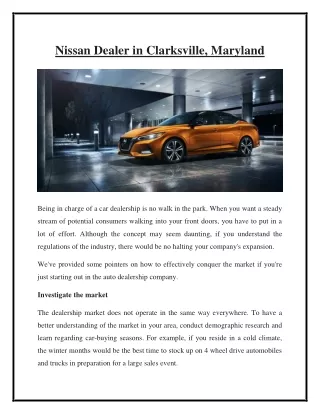 Nissan Dealer in Clarksville, Maryland