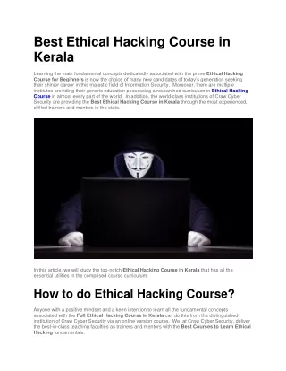 best ethical hacking course in kerala