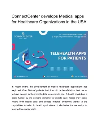 Article_ConnectCenter develops Medical App for Healthcare Organizations in the USA.docx