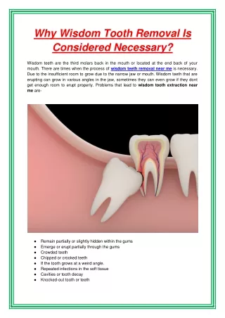 why wisdom tooth removal is considered necessary