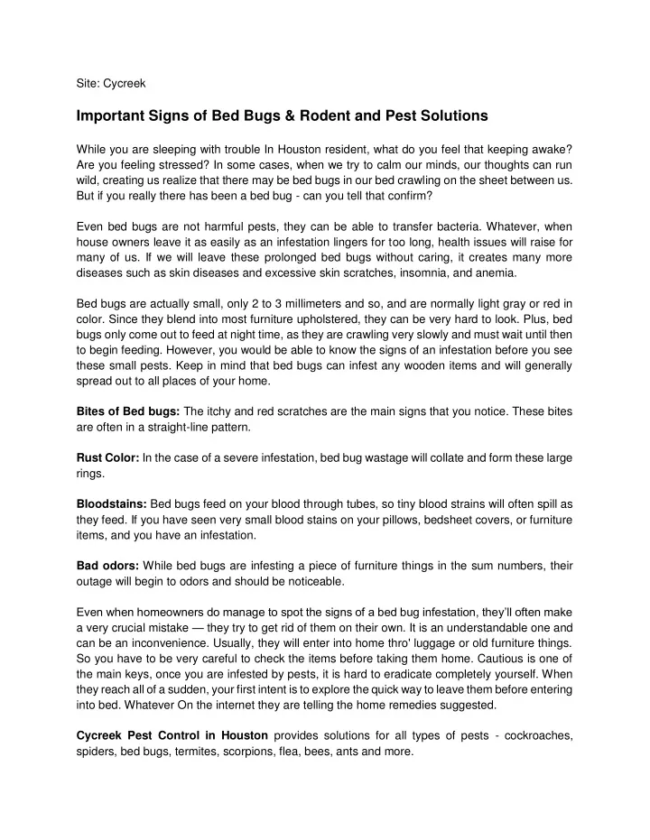 site cycreek important signs of bed bugs rodent