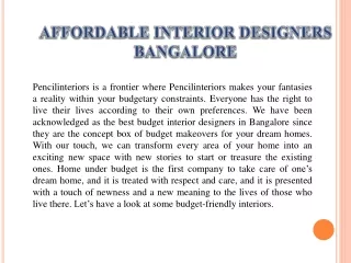 Affordable Interior Designers Bangalore