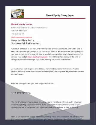 mount equity group japan
