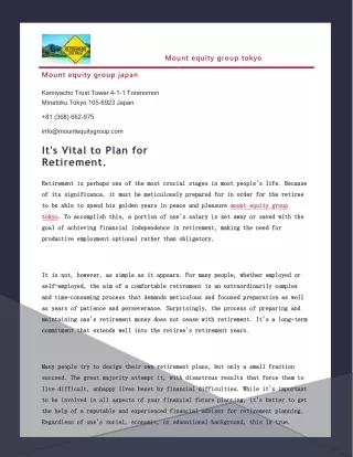 mount equity group tokyo