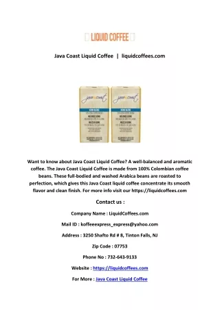 Java Coast Liquid Coffee