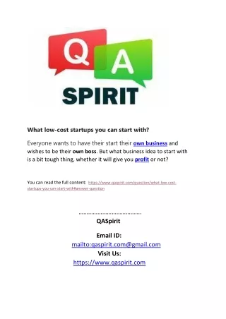 What low-cost startups you can start with