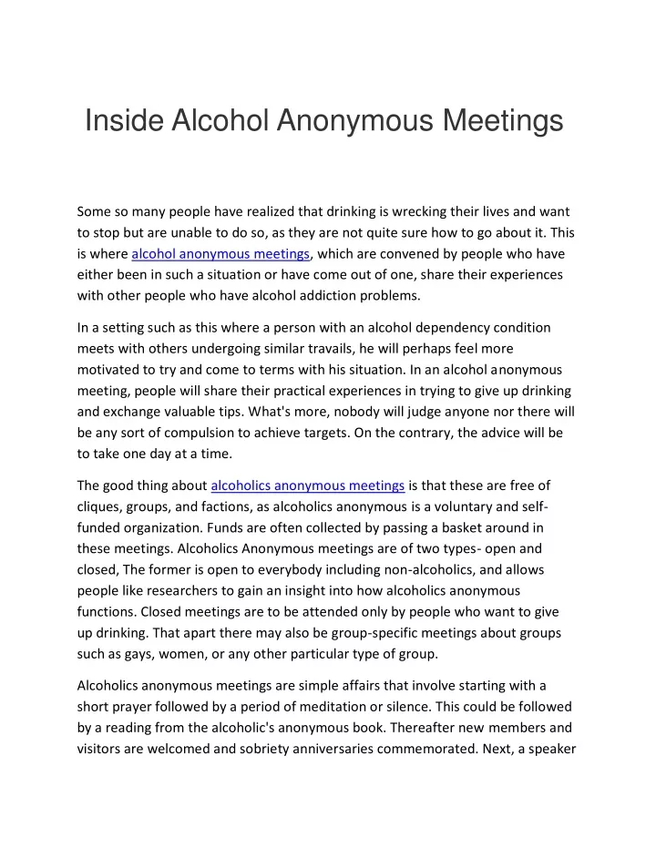 inside alcohol anonymous meetings