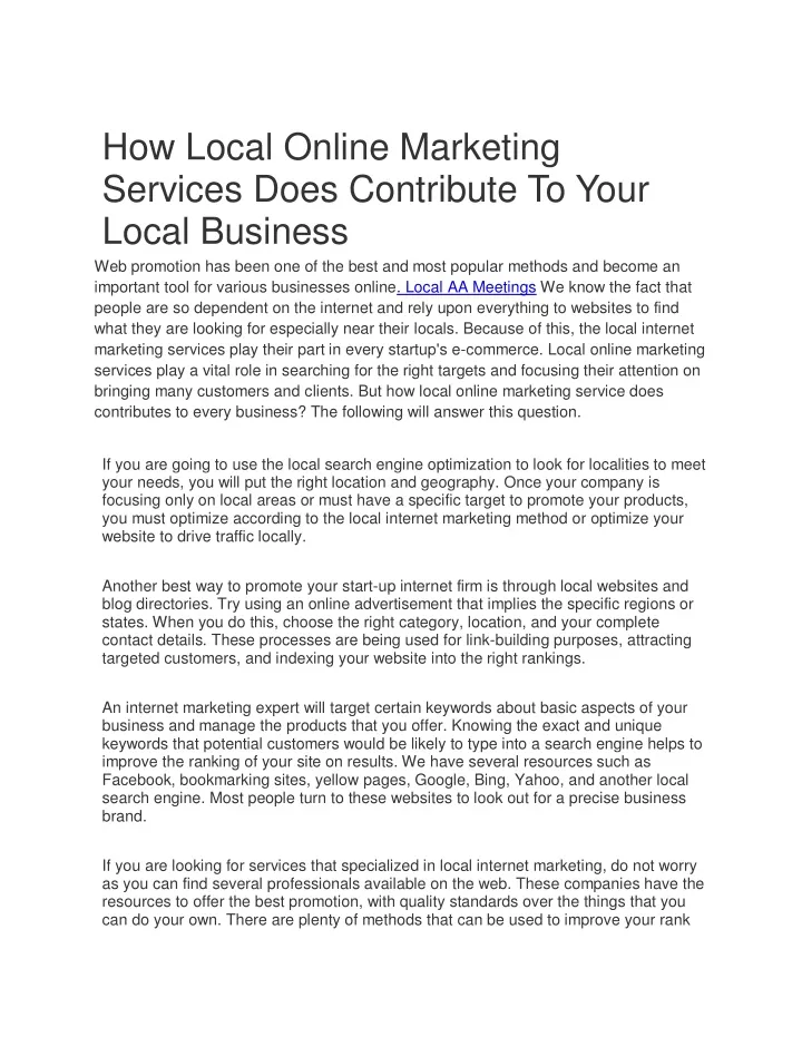 how local online marketing services does