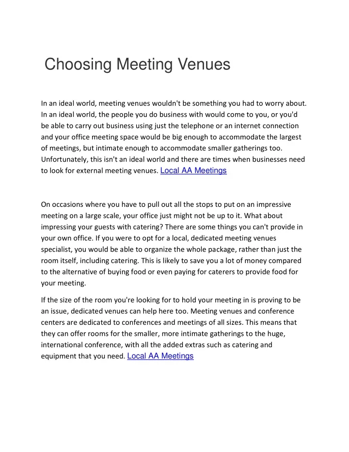choosing meeting venues