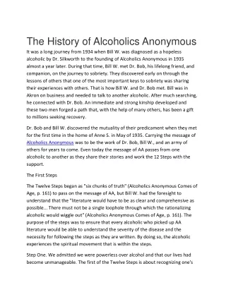 the history of alcoholics anonymous it was a long