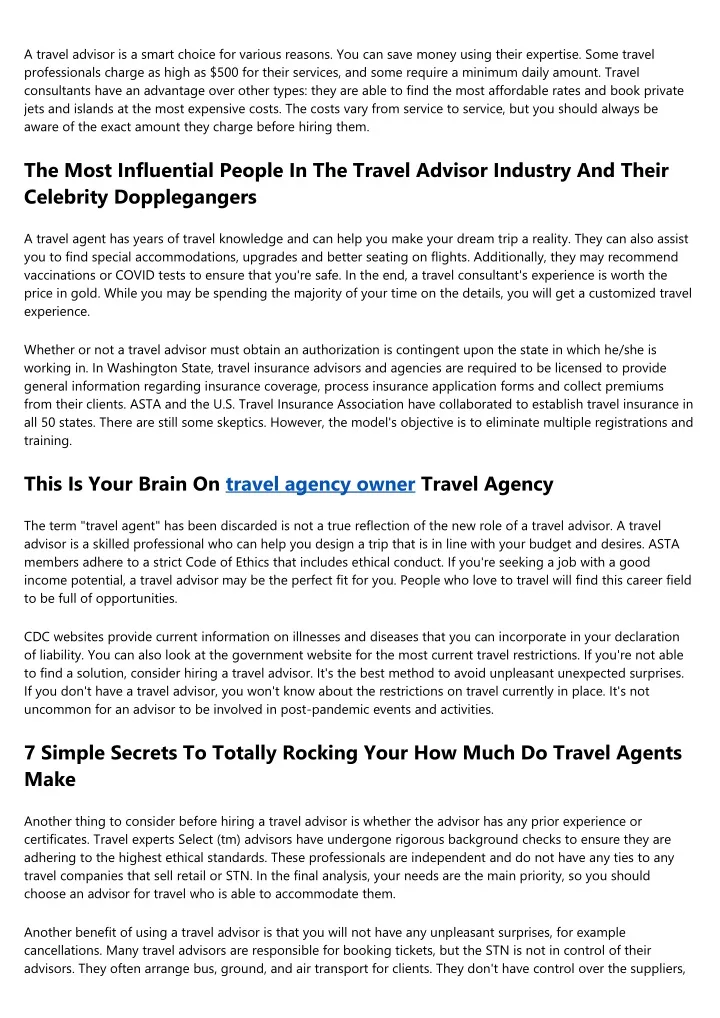 a travel advisor is a smart choice for various