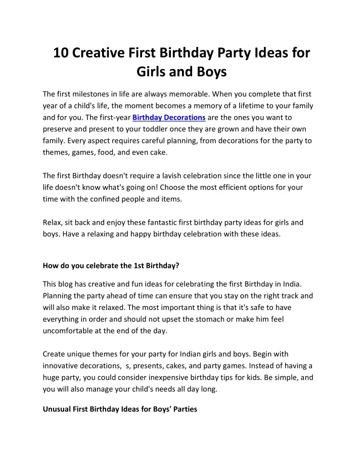 10 creative first birthday party ideas for girls