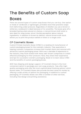 The Benefits of Custom Soap Boxes