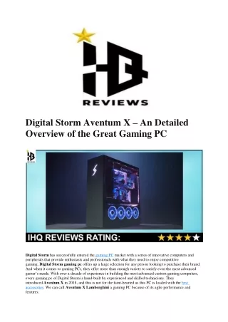 Digital Storm Aventum X – An Detailed Overview of the Great Gaming PC
