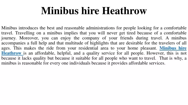minibus hire heathrow
