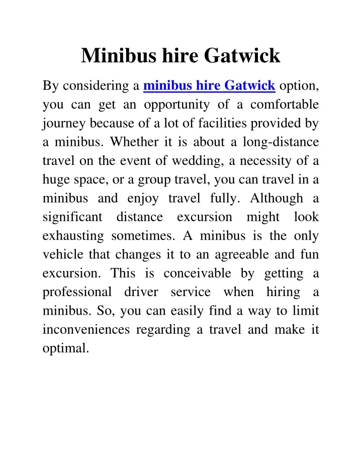 minibus hire gatwick